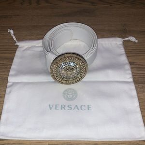 White Versace belt